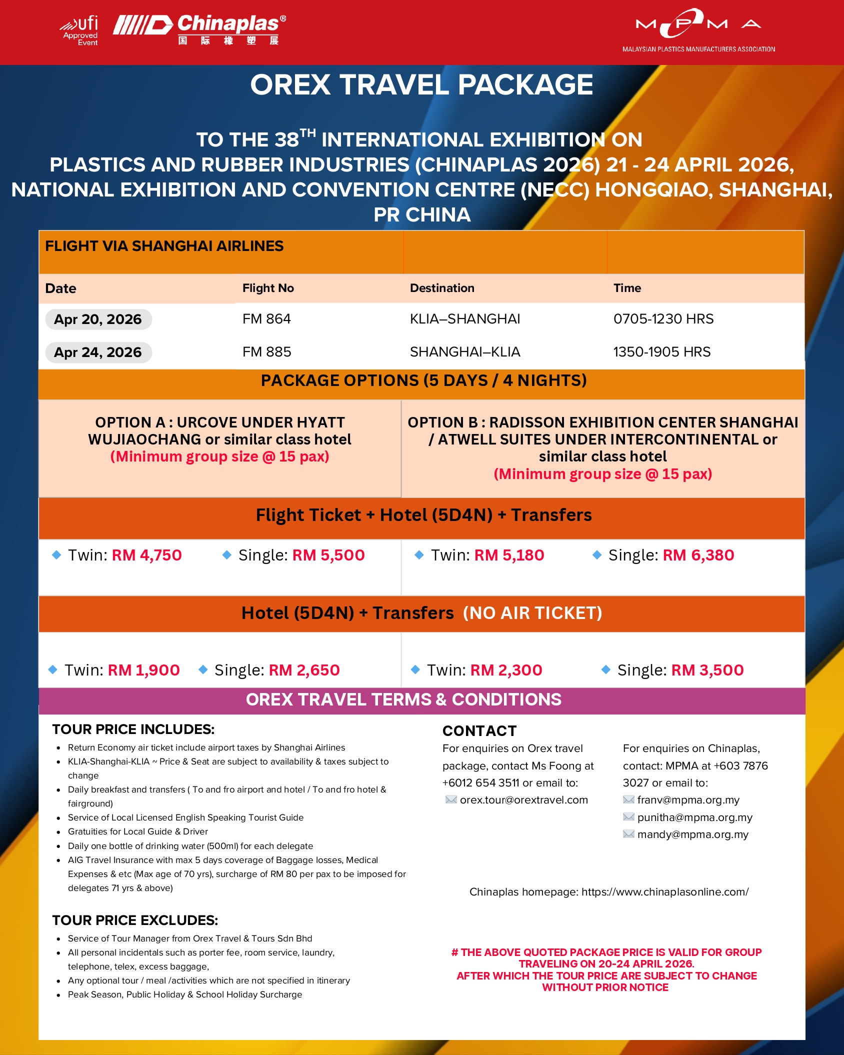 OREX TRAVEL PACKAGE FOR CHINAPLAS 2026